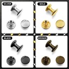 480 Pack Leather Rivets  Brass Rivets For Fabric  Leather Rivet Kit  Double Cap