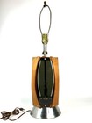 Vintage Mcm Bent Walnut Acrylic Table Lamp Modern Lighting 3-way Works