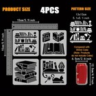 1set 4pcs 4 Styles Pet Hollow Out Drawing Painting Stencils For Scrapbook Photo