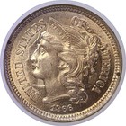 1866 Nickel Three Cent  -  Ngc Ms-64  Cac