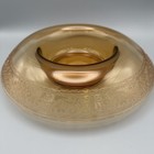 Vtg Amber Glass Rolled Rim Console Centerpiece Bowl 10 75in D X 2in T Usa