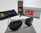 New Ray-ban Rb3025 Aviator Pilot Sunglasses Black Frame Glass Gray Lens 58mm