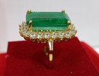 Art Deco Vintage Style Green Lab Created Emerald Wedding 14k Yellow Gold Fn Ring