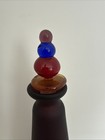 Amethyst Satin Glass Perfume Bottle  Art Glass With Glass Beaded Stopper 8    Tall
