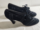 Vintage 1930s 40s  Black Suede Lace Up Heels