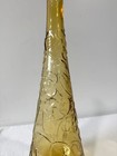 1950   s Vintage Tall Amber Gold Glass Genie Bottle 15 5    Decorative Flower Design