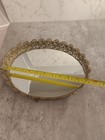 Vintage Oval Mirror Vanity Tray Metal Filigree Hollywood Regency