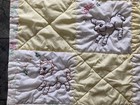Vtg Hand Embroidered Baby Crib Quilt Boy Girl Baby Animals 36 X 48  Flannel Back
