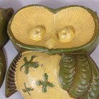 Vintage Set Of 2 Sexton 1970 Cast Aluminum Metal Green Yellow Owl Wall Art Mcm