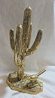 Southwest Brass 10  Tall Saguaro Cactus With Roadrunner Figure