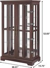 52 h Glass Curio Display Cabinet With Light  4-tier Wooden Storage Showcase