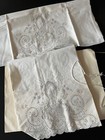 Antique  Linens - Unused Pillowcases With Embroidered Baskets flowers