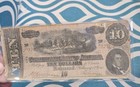Rare 1864  10 Confederate States Of America Circulated Paper Currency 