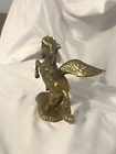 Vintage Solid Brass Pegasus Figurine Mythical Winged Flying Horse 4 5  Tall