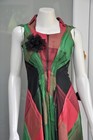 Vintage 1930s Watermelon Pink Green Silk Plaid Sleeveless Party Dress Zipper Xs
