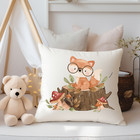 Decorative Throw Pillow Cover  16x16  Baby Fox  Neutral  Baby Shower  New Mom