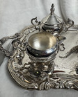 Vintage 4pc Silverplate Tea Set Teapot Creamer Sugar Bowl Tray Intl Silver Co 