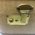 Vintage Tweed Train Case Vanity Makeup Brass Hardware Mirror No Keys