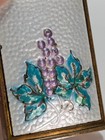 Trig-a-lite Evans Guilloche Enamel Floral Cigarette Lighter Brass 1940s Tobacco
