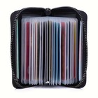 2pcs Rfid Blocking Credit Card Holder Wallet Zipper Coin Pocket Slim Case Black