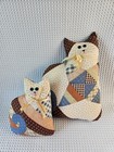 Vintage Handmade Cat Pillow Set Quilted Patchwork Granny Chic Cottage Farmhouse
