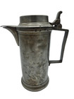 Antique French Pewter Litre Measure Pitcher Lidded Tankard 19th C Touch Marks
