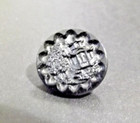 Antique Black Glass Button - Building   Scene - Oriental Building  Bm  4279 