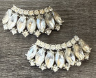 Vintage Mid Century Musi Signed Rhinestone Shoe Clips 2  X 1  Clips W prongs