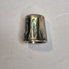 Vtg Abalone Alpaca Mexico Silver Thimble With Shell Panel Inlay