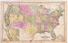 1852 United States - Western Territories Map Original Indian Territory Texas