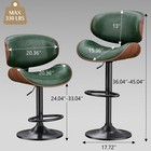 1pc Bar Stool Bentwood Counter Chair Adjustable Swivel Faux Leather Green