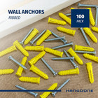 Ribbed Wall Anchors  4- 6 7 8-inch With Screws 100-pack  Yellow  Plastic Anchor 