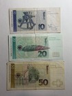 Germany 10 20 50 Deutsche Mark Banknote Lot Of 3 1991 1993 80 Dm Total    ca 54 