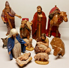 Vintage 12 Piece Hand Painted Bumc Molds 1985 Nativity Removable Baby Jesus