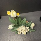 Rare Vintage Exquisite Capodimonte Italy Porcelain Flower Sculpture  7 x7 x3 5 