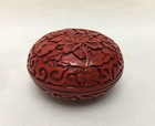 Fine Old Chinese Carved Cinnabar Lacquer Circular Ink Pad Box