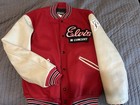 Vintage 1992 Elvis Presely In Concert Tcb Wool Leather Varsity Jacket Size M Red