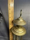 Vtg  Turkish Brass Lantern Hanging Shepherd Candle Holder Star Etched Glass 14   