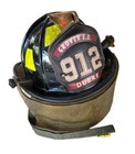 Vintage Original Cairns Bros Fire Helmet W  Leather Badge Grover North Carolina