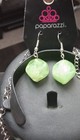 Paparazzi Signed Green Bead Necklace   Earrings Set Silver Plated