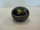 Terry Crider Art Glass Iridescent Threaded Pulled Feather Paperweight  Signed
