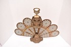 Vtg Cameo Pierced Brass Fireplace Screen Peacock Fan Art Deco 21 x17  Victorian-