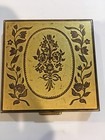 Vintage Compact Marked Volupte Usa Mirror Gold Tone Flower Motif Petite Size 