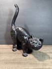 Vintage Heavy Cast Iron Black Cat Doorstop - Halloween Pet