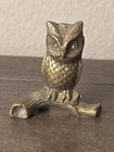 Brass Owl On A Branch Vintage Figurine 2 75  