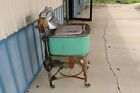 Early Vintage  1900s Antique Wringer Washing Machine Speckle Green Porcelain Tub