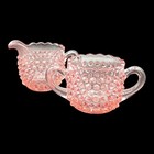 Vintage L E Smith Pink Glass Hobnail Creamer And Open Sugar Set Made In The Usa