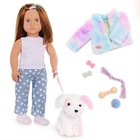 Our Generation Skylar   Bow Matching 18   Doll   Pet Rainbow Puppy