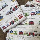 Pottery Barn Kids Railway Trains Zoo Animals Full Flat Fitted Sheet Pillowcase