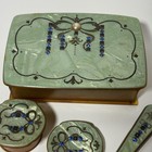 Vintage Celluloid Art Deco Vanity Dresser Set Trinket Box Shoe Horn Button Hook